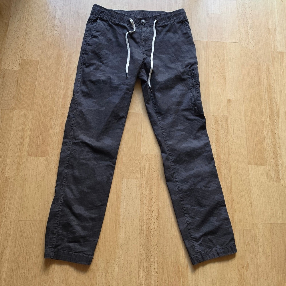 Vuori Ripstop Pants Womens Small Charcoal Camo Drawstring Cargo Gorpcore
